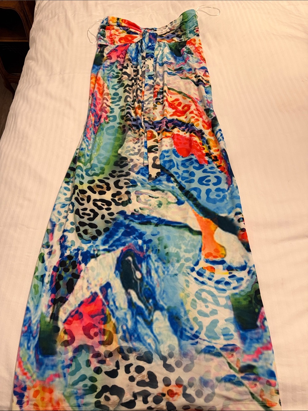VENUS Multicolor Abstract Maxi Dress with Tie Waist